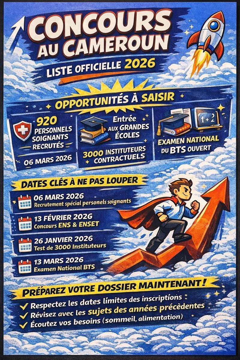 Concours Lancés au Cameroun Actuellement – Liste Officielle Mise à Jour 2026